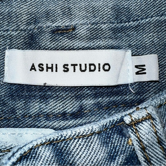 Ashi Studio Cut Out Waist High Rise Wide Leg Jeans Light Wash Sz M - Picture 4 of 14